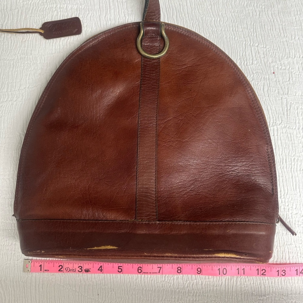 Genesis by Sabina70s/80s Reddish Brown Equestrian Domed Bag With Brass Ring​ - Picture 12 of 16